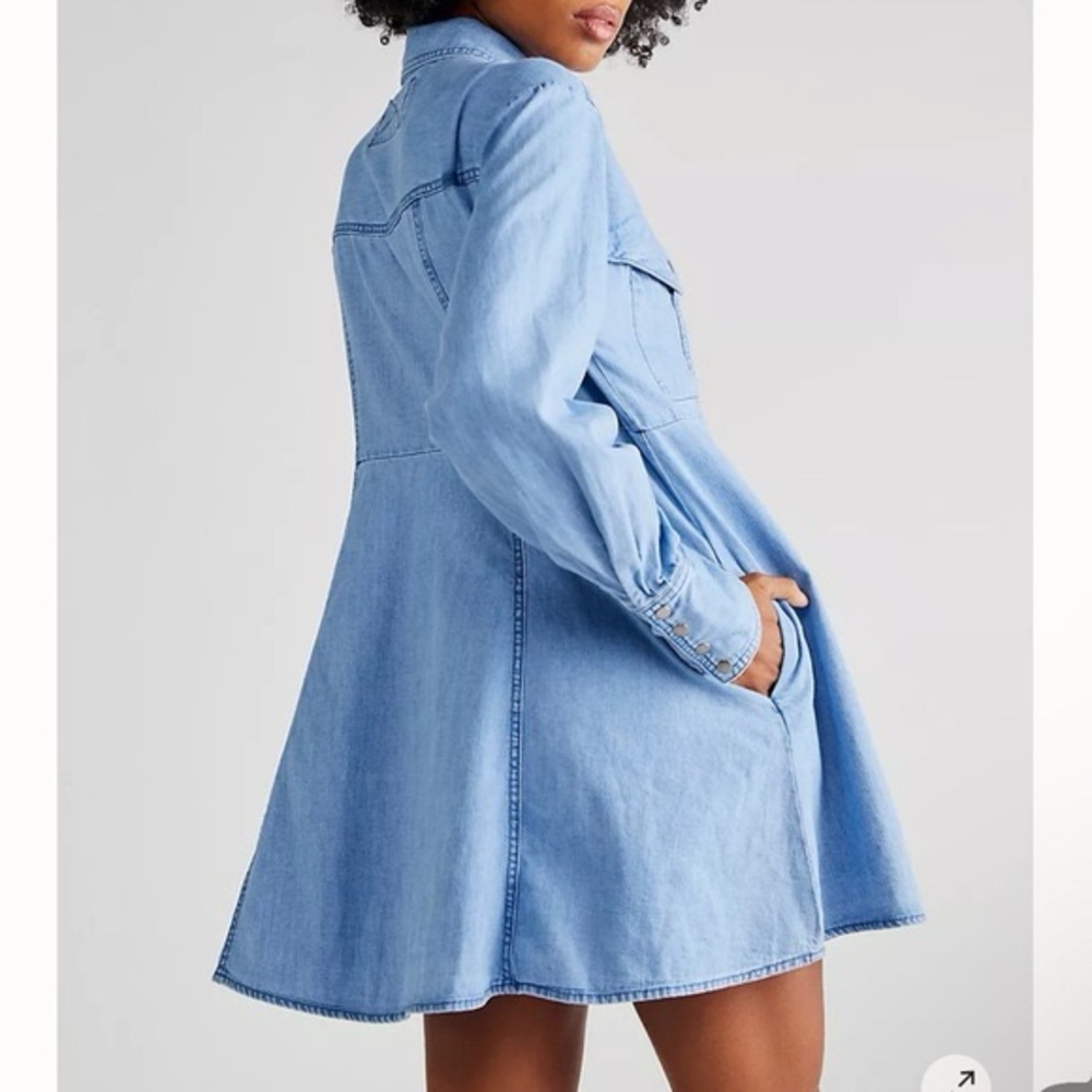 Free People We the Free Sammi denim mini dress NWT size Small EUC - Picture 4 of 6